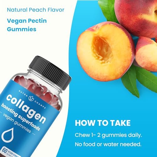 NutraChamps Collagen Boosting Gummies, Collagen Booster Gummy for Natural Collagen Production, Vegan Pectin Supplements Chews for Women & Men, 60 Peach Gummies (Pack of 2) - görsel 5