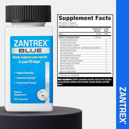 Zantrex Blue Energy & Thermogenesis Boost Energy | Weight Loss Supplement for Appetite Control, Increased Calorie Burn and Supports GLP-1 Levels | 60 Count