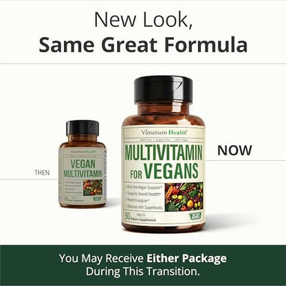 Vimerson Health Vegan Multivitamin for Women and Men: Vitamins, Chelated Minerals and Bioavailable D3 for Focus and Energy Support – Daily Womens and Mens Multivitamins & Multiminerals – 90 Tablets