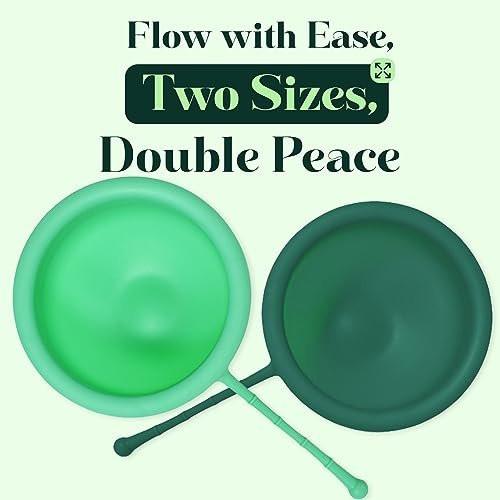SHORDY Reusable Menstrual Disc Set of 2 (Small & Large), 100% Medical-Grade Silicone, Flexible & Leak-Free Period Disc, Eco Friendly Feminine Hygiene & Care | Tampons, Pads & Cups Alternative (Green) - görsel 2