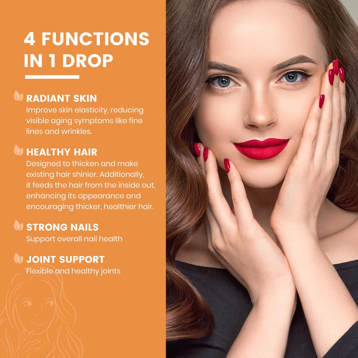 Heivy Liquid Collagen for Women, 60ml Raspberry Flavor, 20500 mcg 4-in-1 Collagen Drops, USA GMP, Sugar-Free, 3rd Party Tested - görsel 5