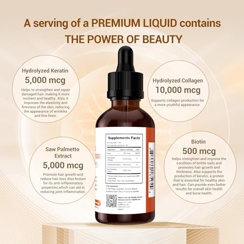 Heivy Liquid Collagen for Women, 60ml Raspberry Flavor, 20500 mcg 4-in-1 Collagen Drops, USA GMP, Sugar-Free, 3rd Party Tested - görsel 4