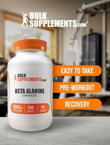 BulkSupplements Beta Alanine Capsules 240 Count - Pre-Workout Supplement, Gluten Free, 3000mg per Serving - görsel 9