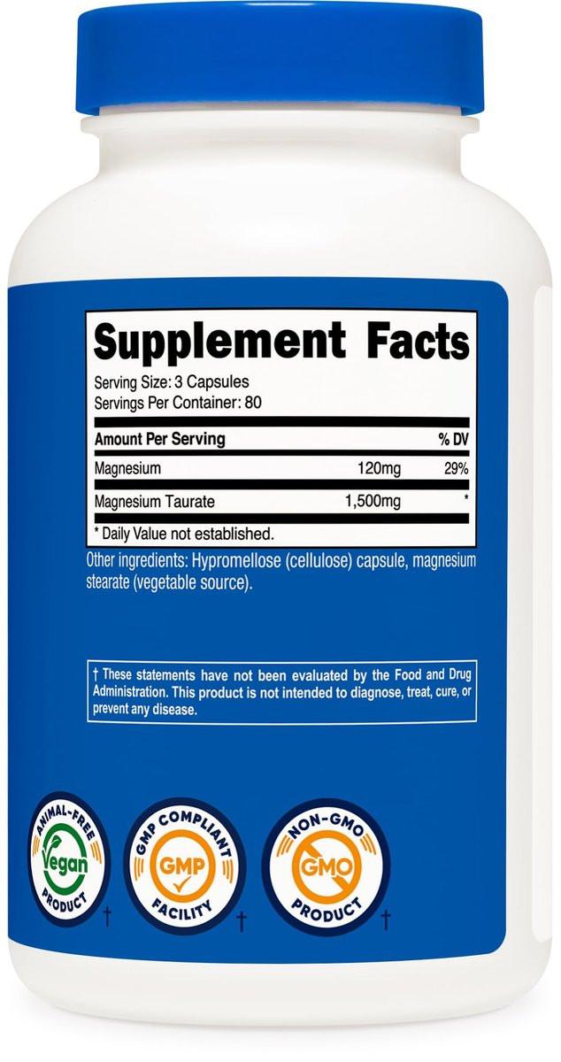 Nutricost Magnesium Taurate 1,500mg; 240 Capsules - Gluten Free, Non-GMO, Vegan, 80 Servings - görsel 10