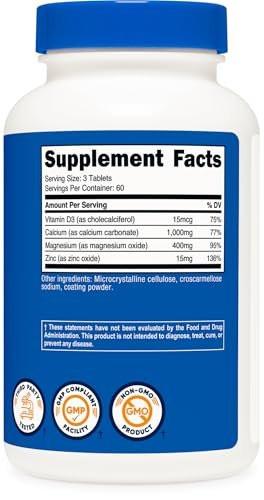 Nutricost Calcium, Magnesium & Zinc Tablets 1,415 mg, 180 Tablets - Vitamin/Mineral Blend Supplement, 60 Servings - Gluten Free, Non-GMO - görsel 10