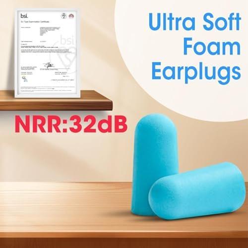 AZEN 200 Pairs Ear Plugs, NRR 32dB Soft Foam Ear Plugs for Sleeping Noise Cancelling, Earplugs for Concerts Shooting Swimming Noise Reduction, Individually Wrapped (Lake Blue) - görsel 8