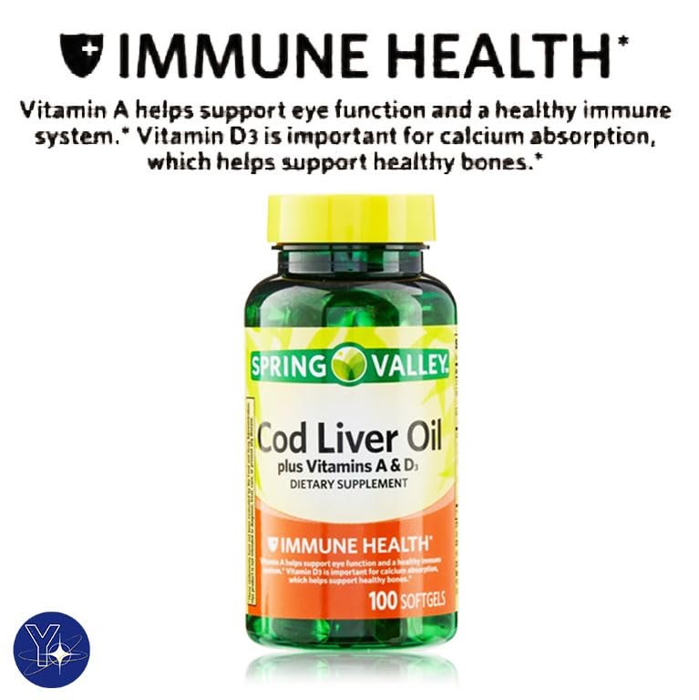Cod Liver Oil Plus Vitamins A & D3 Immune Health Dietary Supplement Softgels - 100 Count with Bonus Bookmark - görsel 6