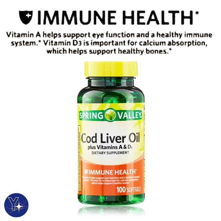 Cod Liver Oil Plus Vitamins A & D3 Immune Health Dietary Supplement Softgels - 100 Count with Bonus Bookmark - görsel 3