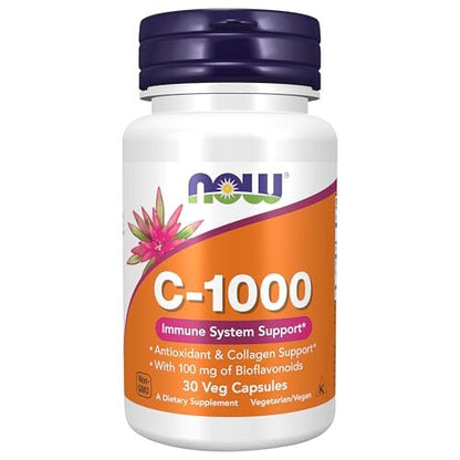 Now Foods Vitamin C-1,000 with Rose Hips & Bioflavonoids, Antioxidant Protection, 30 Veg Capsules