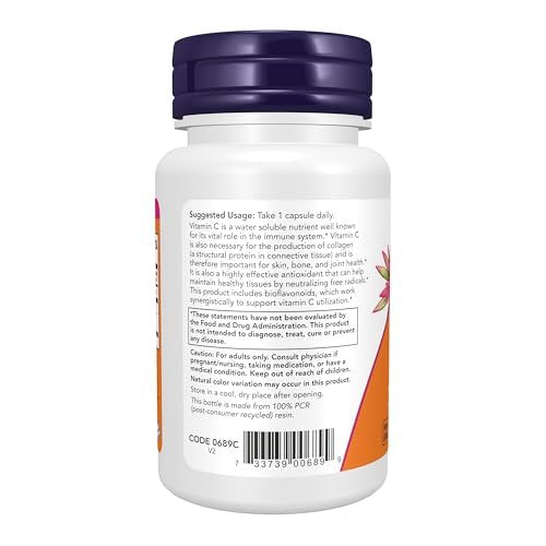 Now Foods Vitamin C-1,000 with Rose Hips & Bioflavonoids, Antioxidant Protection, 30 Veg Capsules - görsel 6