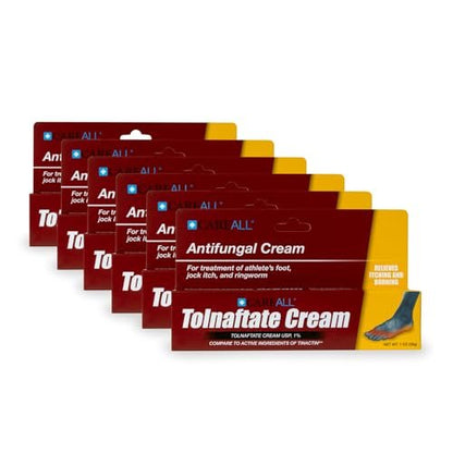 CareAll Tolnaftate Cream USP 1%, 1.0 oz Tube (6 Pack) - Effective Antifungal Treatment for Athlete's Foot, Jock Itch, Ringworm