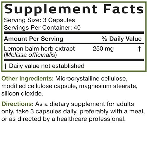 Bronson Melissa Lemon Balm Extra Strength, Non-GMO, 120 Vegetarian Capsules - görsel 11