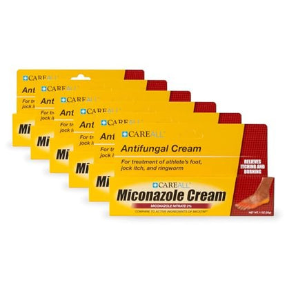 CareAll Miconazole Nitrate 2% Antifungal Cream 1.0 oz. (6 Pack), Clinically Effective Treatment for Most Athlete’s Foot, Jock Itch, Ringworm, Sooths and Relieves from These Conditions