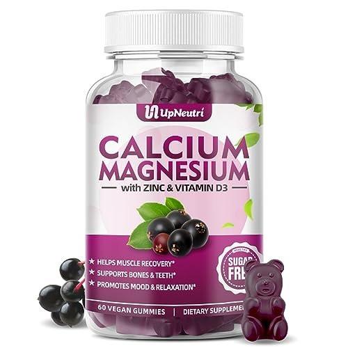 Calcium Magnesium Zinc with Vitamin D3 Supplement, Sugar Free Calcium Gummies for Women Men, High Absorption Zinc Gummies for Bone & Muscle & Immune Health, Vegan Elderberry Flavor - 60 Count - görsel 4