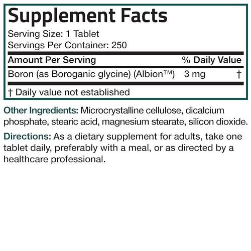 Bronson Boron 3 MG Chelated Superior Absorption Supports Bone Health Trace Mineral, Non-GMO, 250 Vegetarian Tablets - görsel 16
