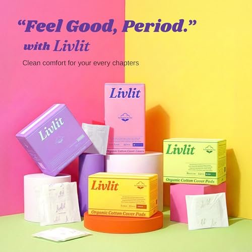 Livlit Super Long Overnight Pads - 100% Organic Cotton from Texas, Heavy Absorbency, Powerful Leak Protection, Unscented, Extra Long Length (10 Count) - görsel 16