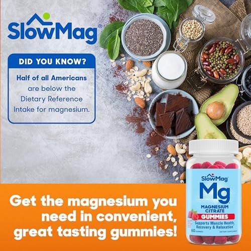 SlowMag Magnesium Citrate Gummies, 60 Count, Supports Muscle Health, Natural Berry Flavor, Recovery & Relaxation - görsel 3