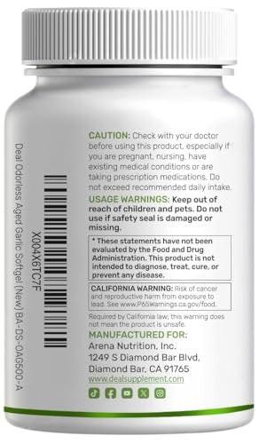 Odorless Aged Garlic, 500 Softgels – Enhanced with MCT Oil - Fresh Allium Sativum Bulb Source – 2-Years Aged Garlic Extract – Non-GMO, cGMP Manufactured