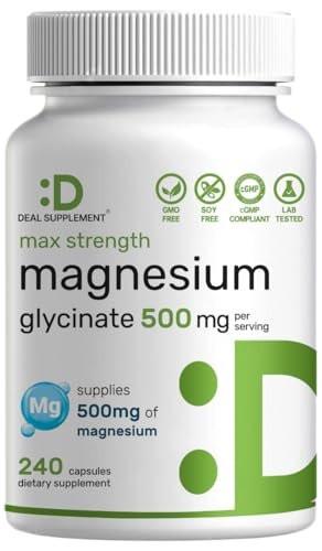 Max Strength Magnesium Glycinate 500mg Per Serving, 240 Capsules | 100% Chelated for Easy Absorption | Essential Mineral Supplement for Muscle, Sleep, & Heart Health - görsel 2