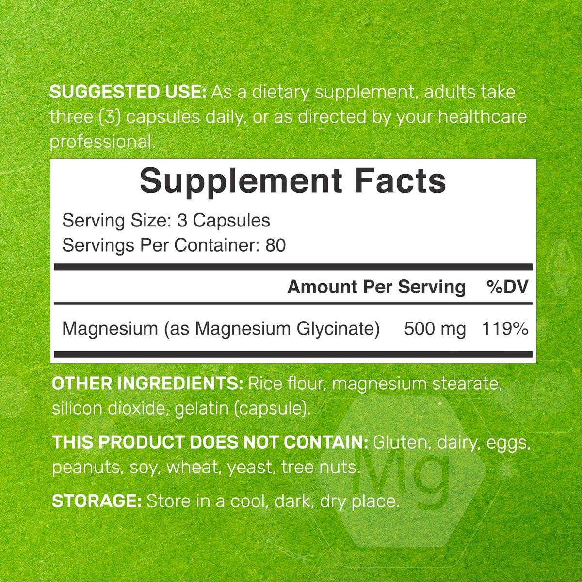 Max Strength Magnesium Glycinate 500mg Per Serving, 240 Capsules | 100% Chelated for Easy Absorption | Essential Mineral Supplement for Muscle, Sleep, & Heart Health - görsel 13