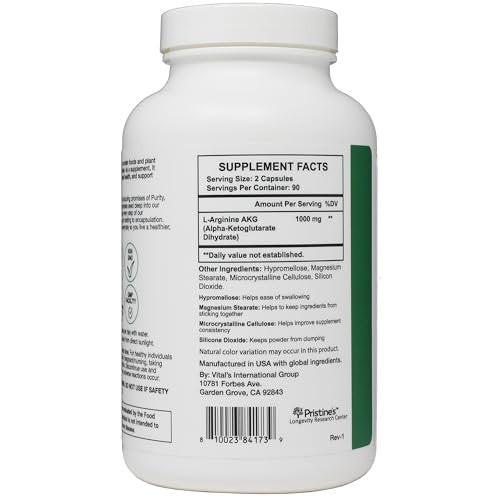 PRISTINE'S L Arginine 1000mg Capsule Supplements for Men & Women - 90 Day Supply Nitric Oxide & Pre Workout Amino Acid Support - Glass Bottle - görsel 11