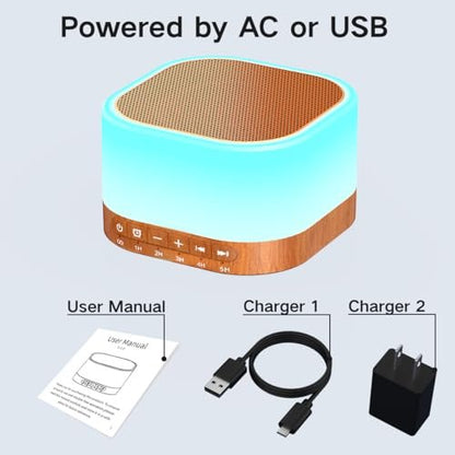SleeZOO Sound Machine White Noise Machine with 25 Soothing Sounds, 12 Colors Light, 10 Adjustable Levels, 32 Adjustable Volumes, 5 Timers, Portable Sleep Machine for Adults Kids Baby (Wood)
