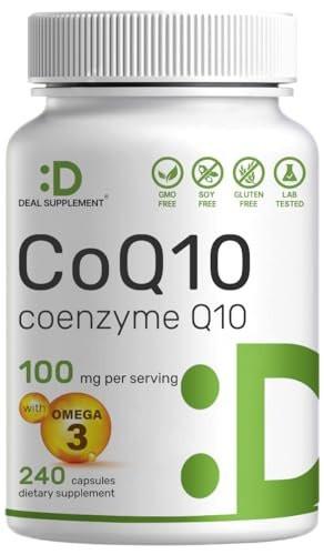 DEAL SUPPLEMENT CoQ10 100mg with Omega 3 100mg, 240 Capsules | Bioavailable Coenzyme Q10 Formula | Non-GMO - görsel 3
