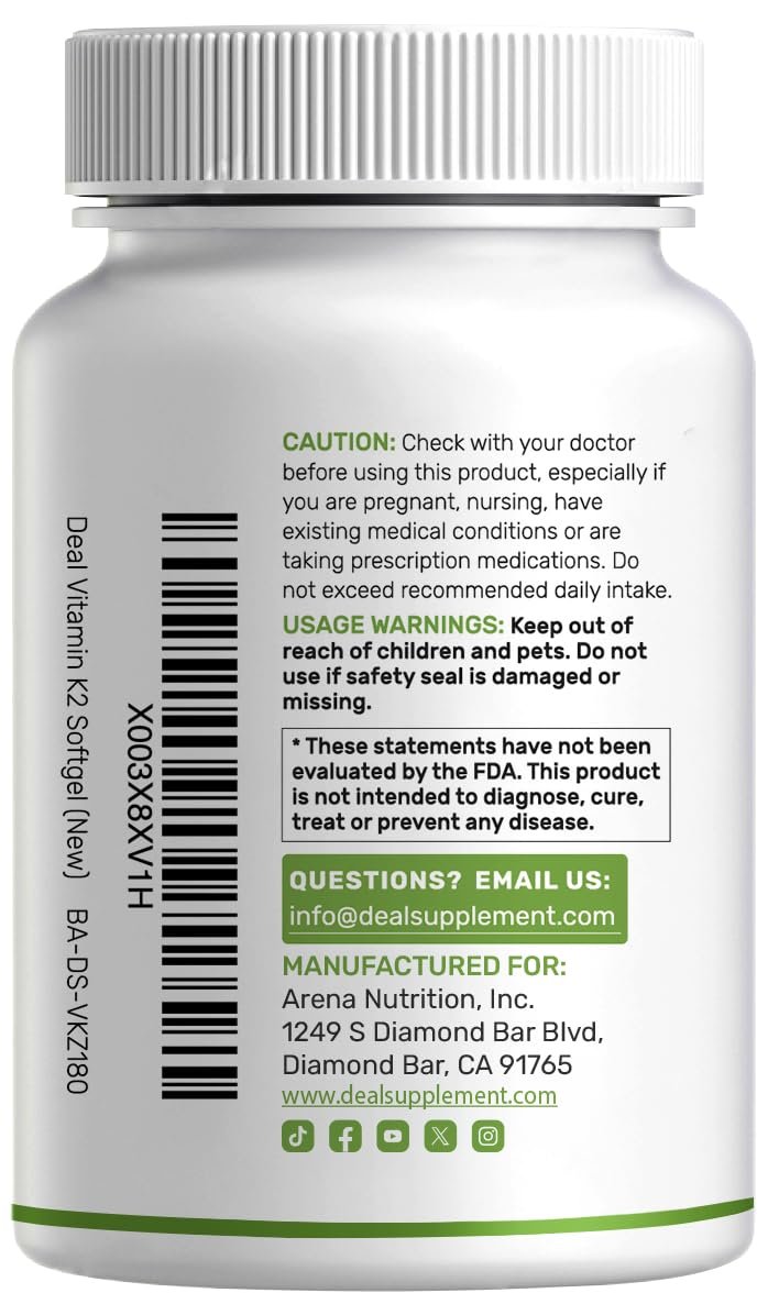 DEAL SUPPLEMENT Vitamin K2 Supplement 600mcg, 180 Coconut Oil Softgels | Full Spectrum High Absorption MK-7 & MK-4 Forms | Bone, Joint, & Immune Support – Non-GMO - görsel 13