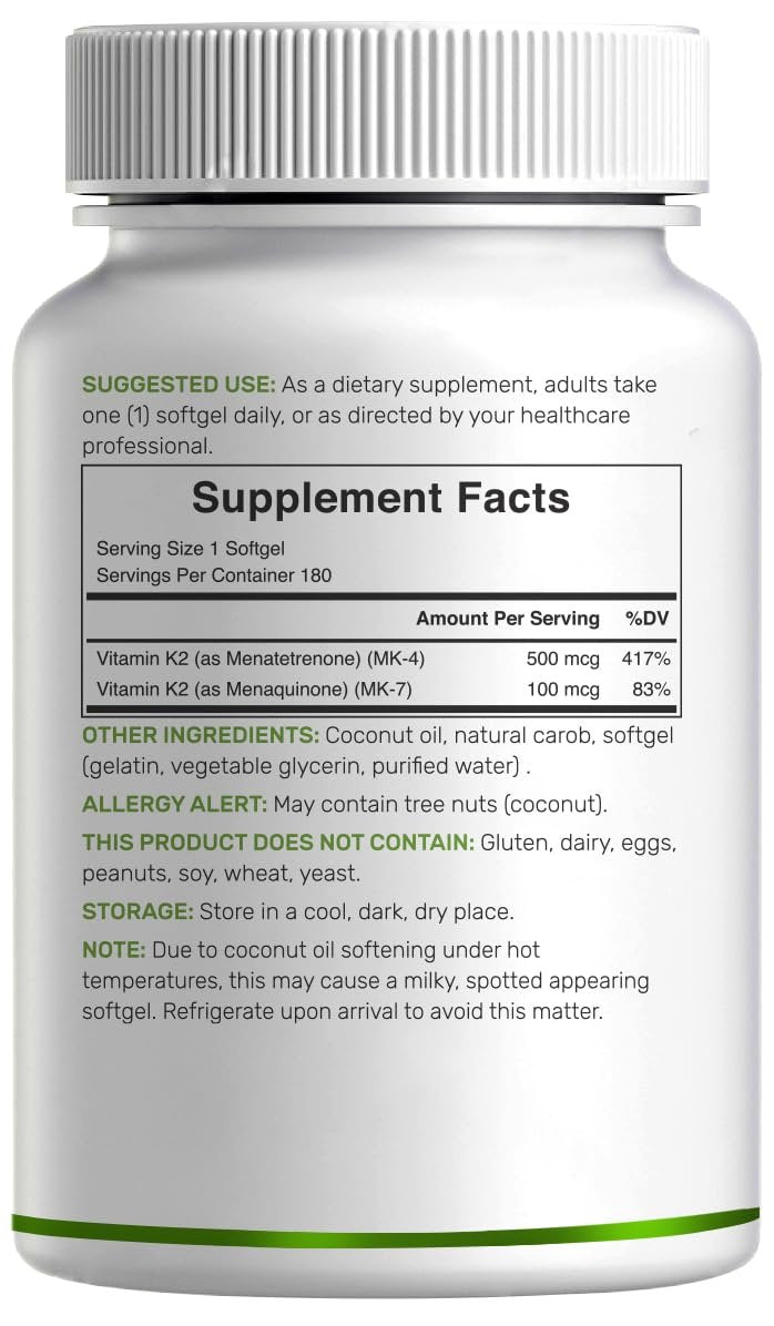 DEAL SUPPLEMENT Vitamin K2 Supplement 600mcg, 180 Coconut Oil Softgels | Full Spectrum High Absorption MK-7 & MK-4 Forms | Bone, Joint, & Immune Support – Non-GMO - görsel 11
