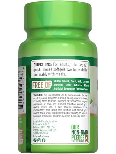 Nature's Truth Odorless Garlic Softgels | 180 Count | Non-GMO & Gluten Free Supplement - görsel 9