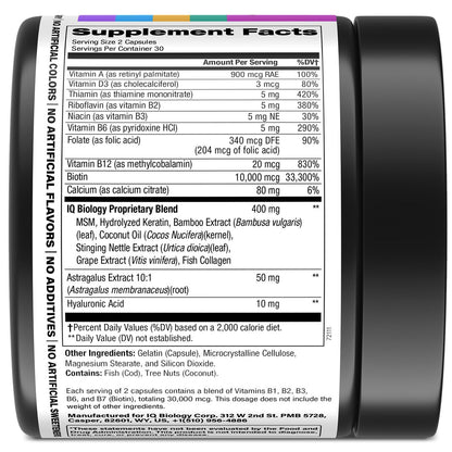Biotin 10,000 mcg Supplement for Hair Growth with Collagen & Keratin for Hair Loss & Thinning Hair - Hair Skin and Nails Vitamins for Women & Men - Healthy Regrowth, Skin Glow & Nail Repair - 60 Caps