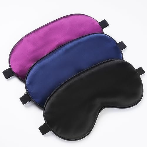 Sleep Mask, Silk Eye Mask for Sleeping with Adjustable Strap, Blindfold Eyeshade for Men & Women, Comfortable & Soft Eye Cover Eyeshade for Night Sleep (Black, Blue, Purple) - görsel 13