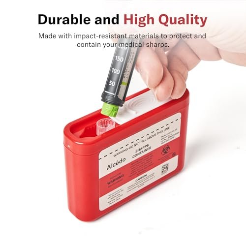 Alcedo Portable Sharps Container for Travel and Home Use (3-Pack), Small 0.1L Container for Diabetes Insulin Pen Needle Disposal, Mini Sharps Box, Medical Grade - görsel 13