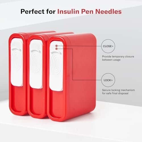 Alcedo Portable Sharps Container for Travel and Home Use (3-Pack), Small 0.1L Container for Diabetes Insulin Pen Needle Disposal, Mini Sharps Box, Medical Grade - görsel 7