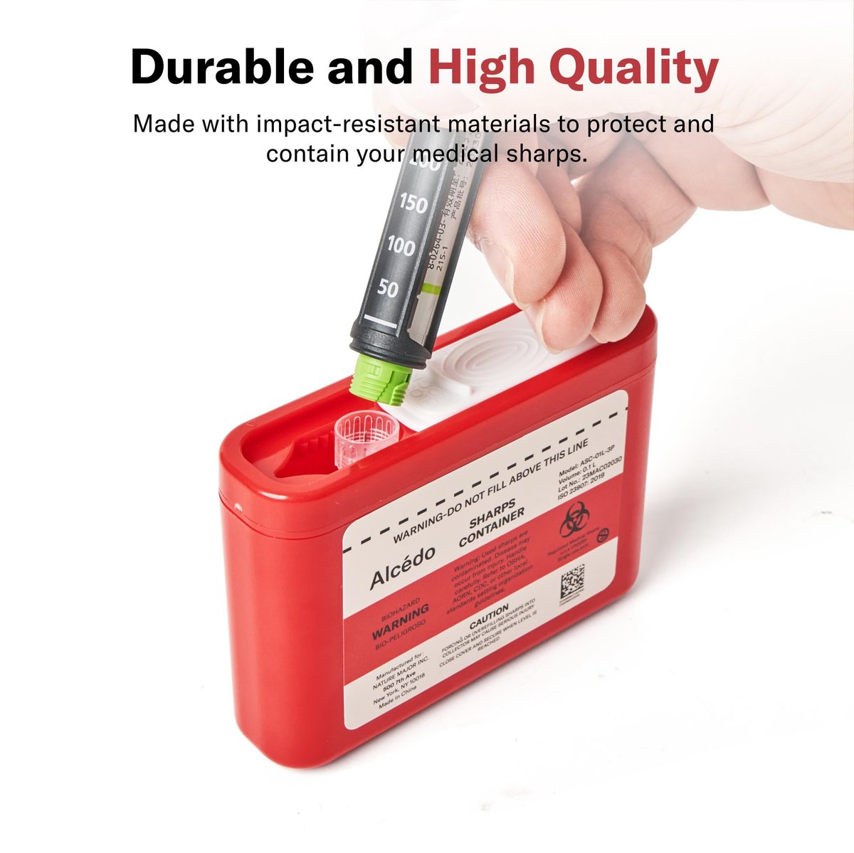 Alcedo Portable Sharps Container for Travel and Home Use (3-Pack), Small 0.1L Container for Diabetes Insulin Pen Needle Disposal, Mini Sharps Box, Medical Grade - görsel 14
