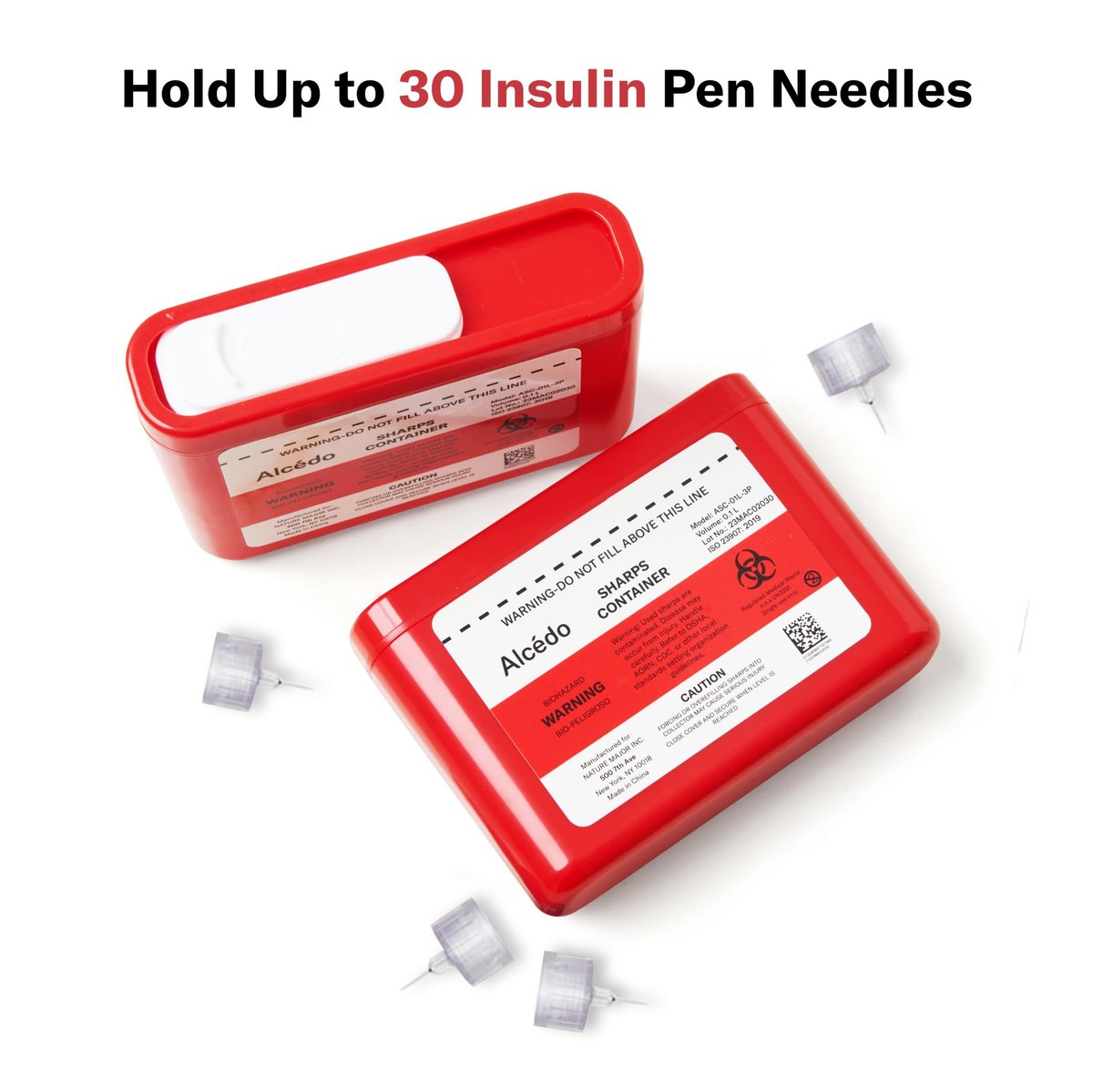 Alcedo Portable Sharps Container for Travel and Home Use (3-Pack), Small 0.1L Container for Diabetes Insulin Pen Needle Disposal, Mini Sharps Box, Medical Grade - görsel 12