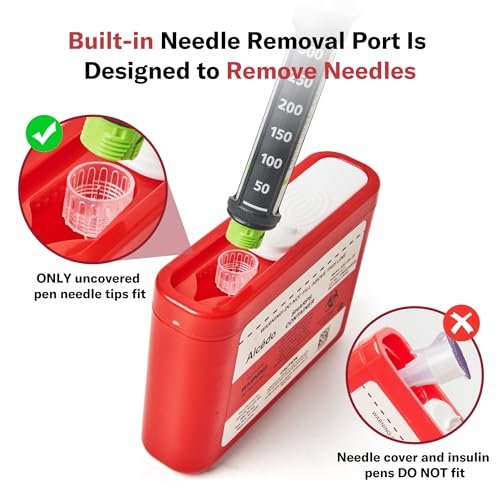 Alcedo Portable Sharps Container for Travel and Home Use (3-Pack), Small 0.1L Container for Diabetes Insulin Pen Needle Disposal, Mini Sharps Box, Medical Grade - görsel 5