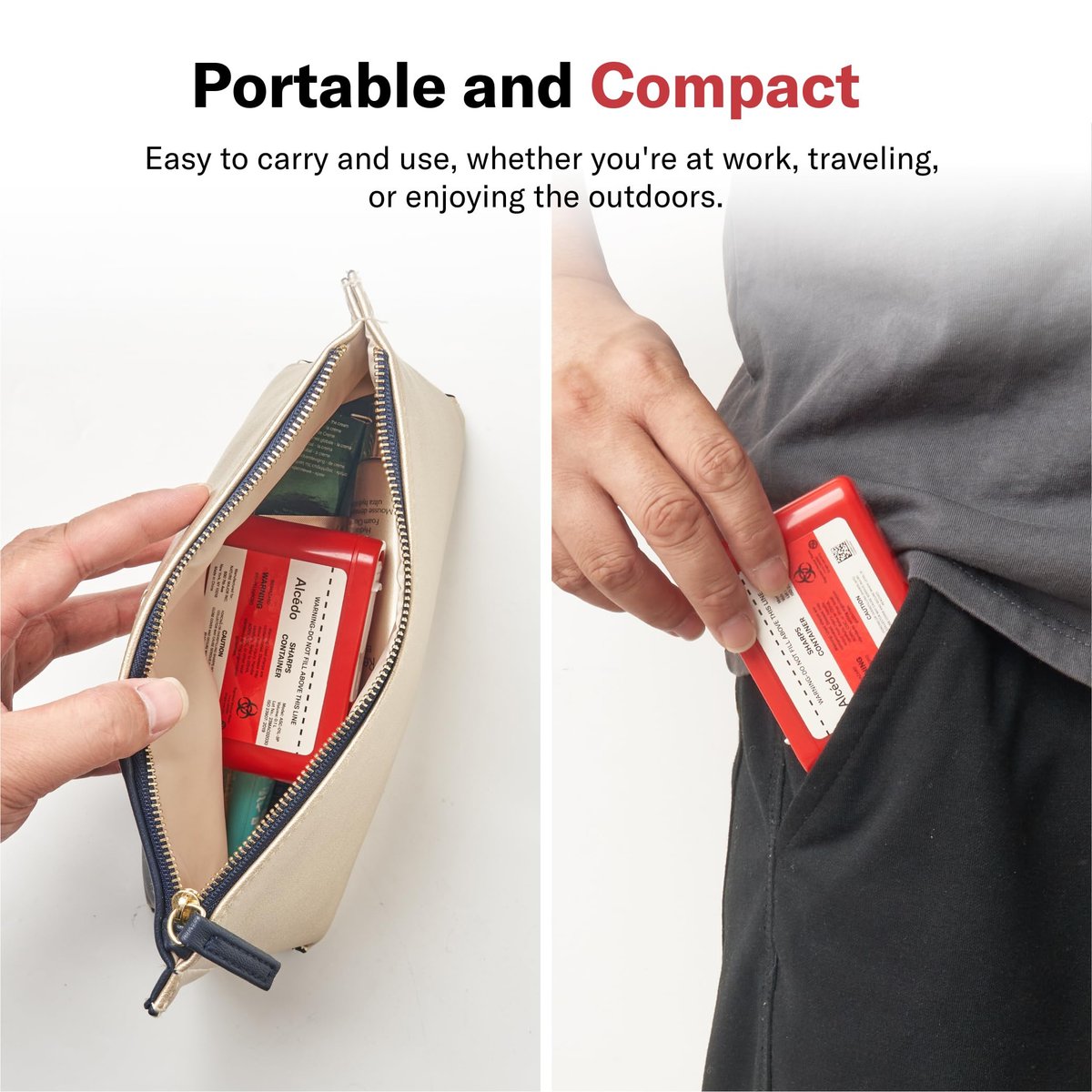 Alcedo Portable Sharps Container for Travel and Home Use (3-Pack), Small 0.1L Container for Diabetes Insulin Pen Needle Disposal, Mini Sharps Box, Medical Grade - görsel 16