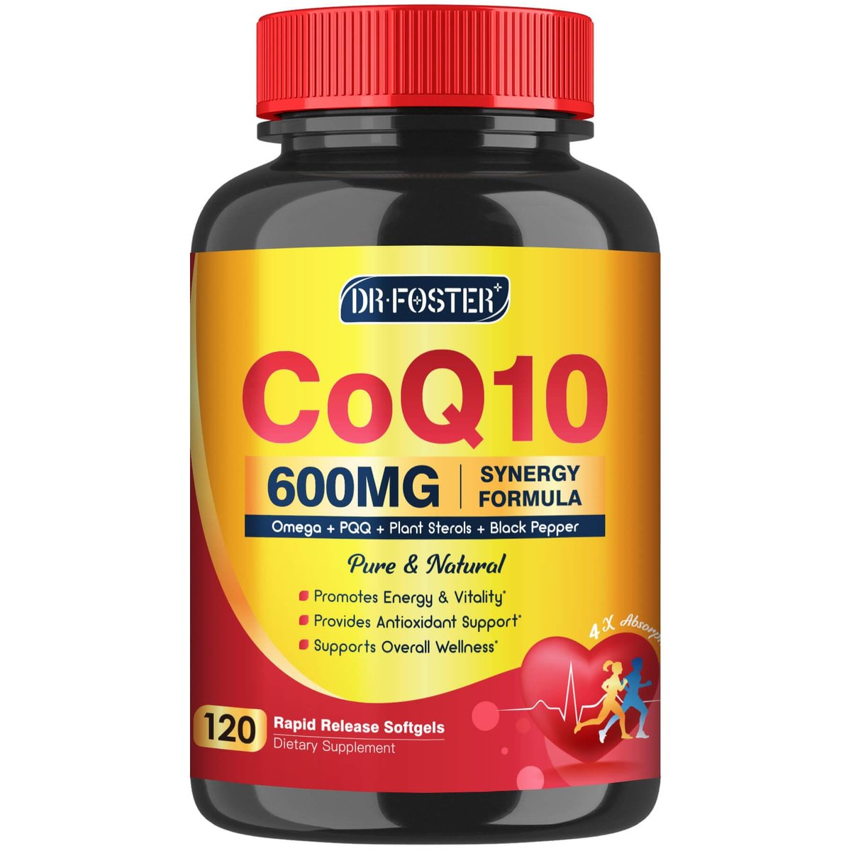 CoQ10 600 mg Softgels CoQ10 Supplement - CQ10 Coenzyme-Q10 w/ Omega 3 & PQQ & Vitamin E Support Heart & Antioxidant, CoQ10 400mg Softgels, 60 Servings - görsel 6