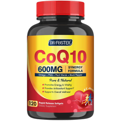 CoQ10 600 mg Softgels CoQ10 Supplement - CQ10 Coenzyme-Q10 w/ Omega 3 & PQQ & Vitamin E Support Heart & Antioxidant, CoQ10 400mg Softgels, 60 Servings