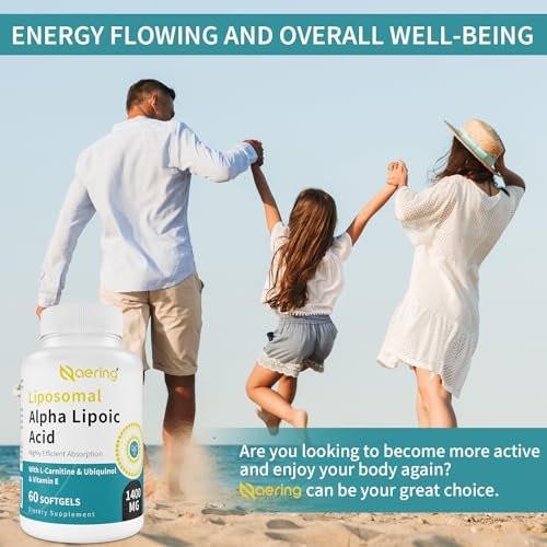 Liposomal Alpha Lipoic Acid 1400mg Softgels, ALA Supplement with L-Carnitine 1000mg, Ubiquinol (Active CoQ10) 100mg and Vitamin E 10mg,Alpha-Lipoic Acid for Antioxidants, Nerve,Energy 60 Softgels - görsel 6