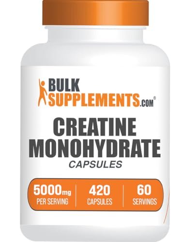 BulkSupplements.com Creatine Monohydrate Capsules - Micronized Creatine Pills - Gluten Free, 7 Capsules per Serving (5000mg), 420 Count (Pack of 1) - görsel 2