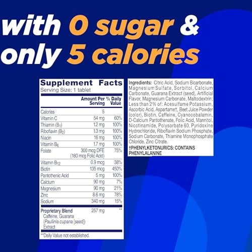 Alka-Seltzer Energy Boost: Caffeine & Guarana, B Vitamins, Supports Mental Alertness and Physical Energy, Daily Energy Supplement, Fizzy Tablets, Sugar-Free, Light Tropical Punch Flavor, 30ct - görsel 12
