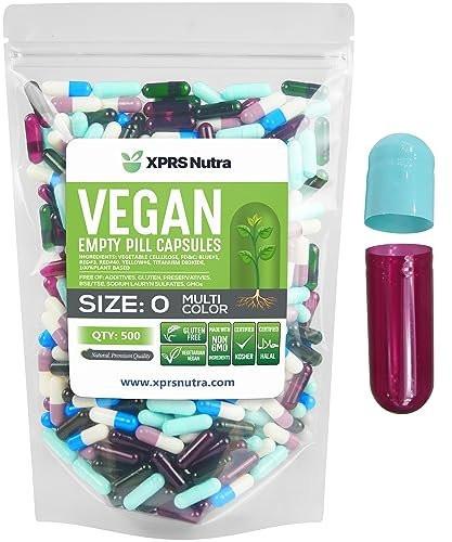 XPRS Nutra Size 0 Empty Capsules - 100 Count Empty Vegan Capsules - Vegetarian Pills - DIY Vegetable Capsule Filling- Veggie Pill Caps for Do-It-Yourself Supplements (Multi Color) - görsel 2