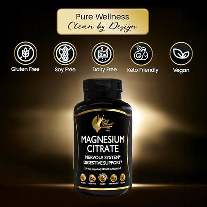 Cocó March N.M.D Magnesium Citrate 500mg per Serving, Gluten Free, Supports Sleep, Digestive Health, Muscle Function & Relaxation, High Absorption, Non-GMO, 150 Capsules