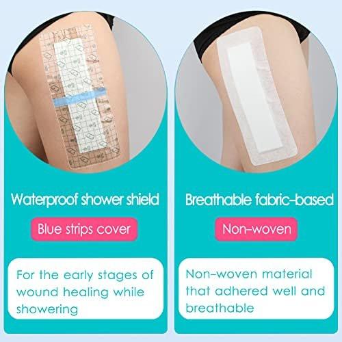 14 Pcs Long Waterproof Bandage 4"x12" for Post Knee Replacement Hip Surgery Recovery Shower Protector Surgical Incision Adhesive Larger Wounds Cover Island Dressing Bordered Gauze - görsel 7
