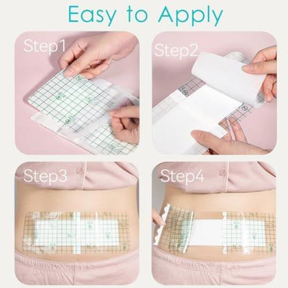 14 Pcs Long Waterproof Bandage 4"x12" for Post Knee Replacement Hip Surgery Recovery Shower Protector Surgical Incision Adhesive Larger Wounds Cover Island Dressing Bordered Gauze