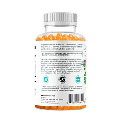 Vitamatic Hydrolyzed Collagen Gummies with Vitamin C, Zinc and Biotin, 200 mg - Healthy Skin Support - 60 Gummies