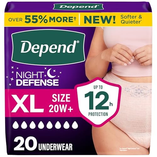 Depend Night Defense Adult Diapers, Incontinence & Postpartum Bladder Leak Underwear for Women, Disposable, Overnight, XL, Blush, 20 Count - görsel 2
