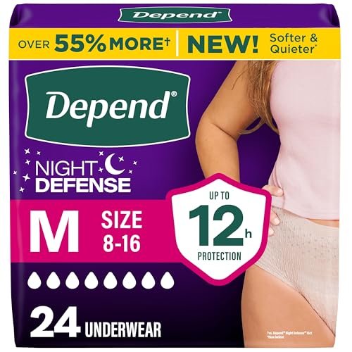 Depend Night Defense Adult Diapers, – Up to 12 Hours of Protection: The triple-layer absorbency system locks away – Image 1